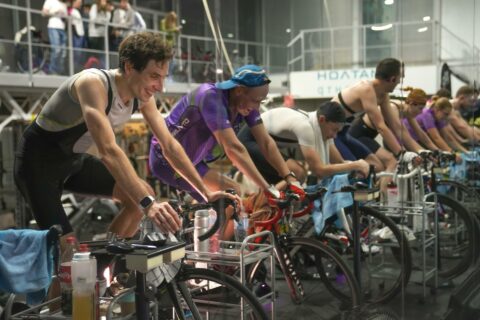 cyclists in a cycling gym