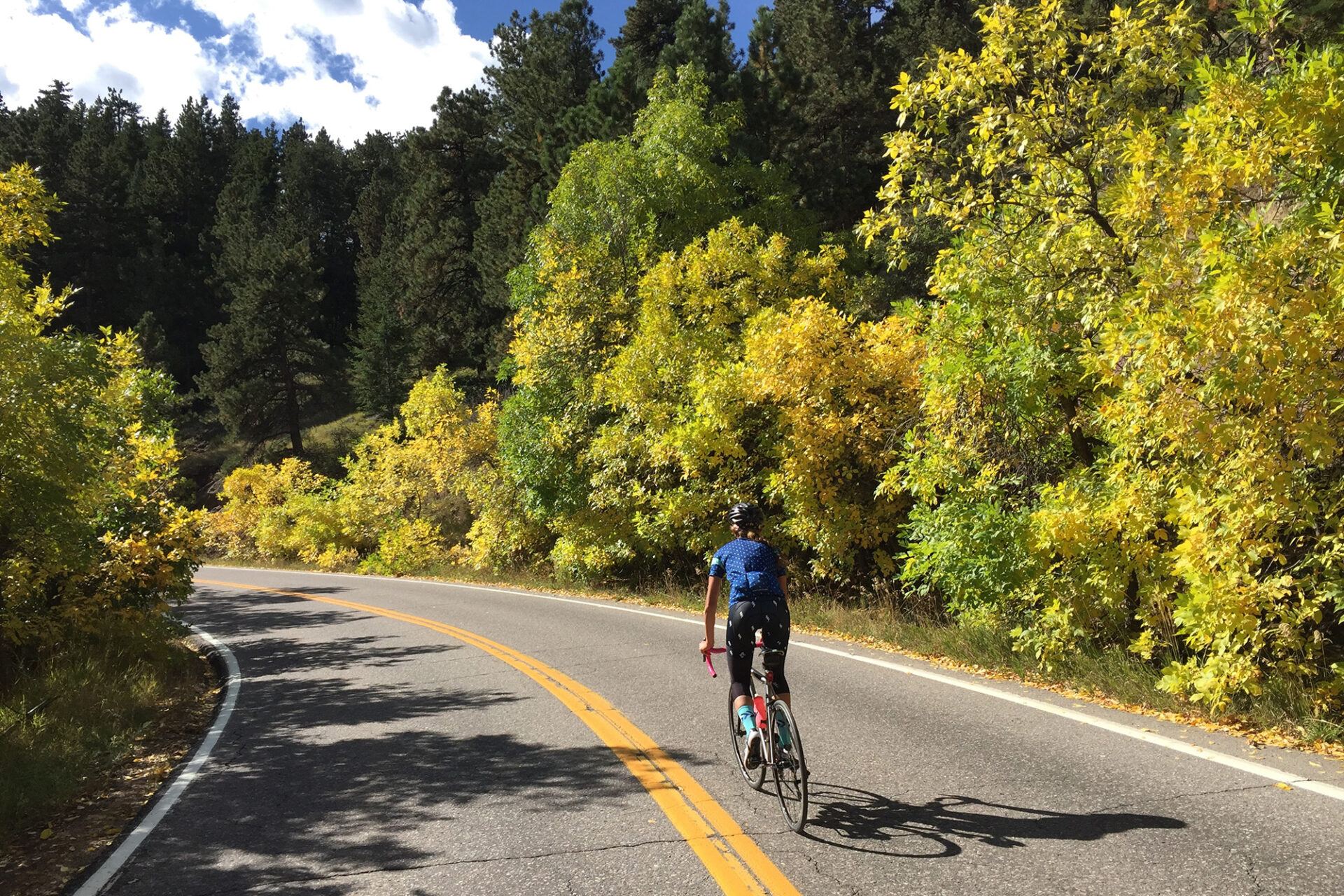 cyclist Flagstaff mountain autumn foliage