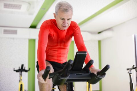 Indoor Training on a stationary bike for cycling during the pandemic