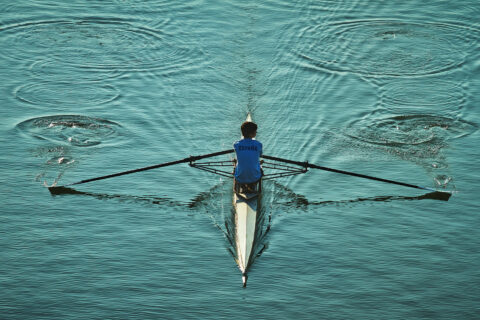 rower in a lake