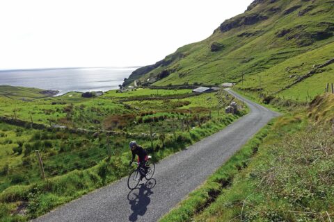 Cyclist in Ireland on the Wild Atlantic Way