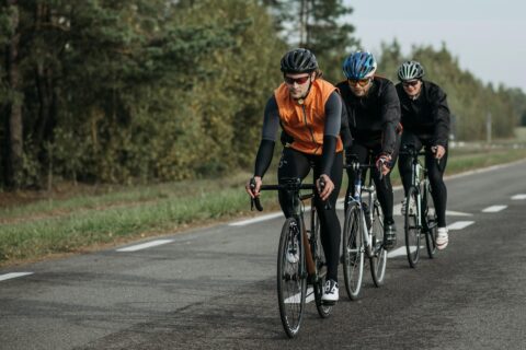 Three Cyclists riding in line for recent nerd lab physiology research