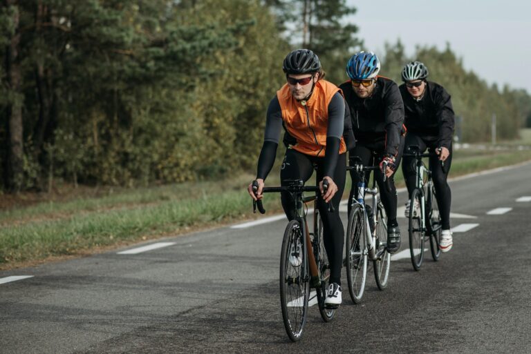 Three Cyclists riding in line for recent nerd lab physiology research