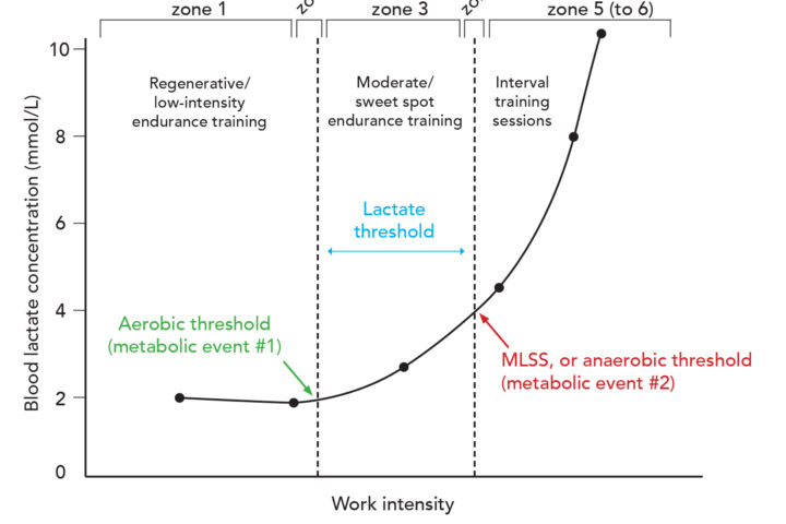 lactate-workload plot of thresholds