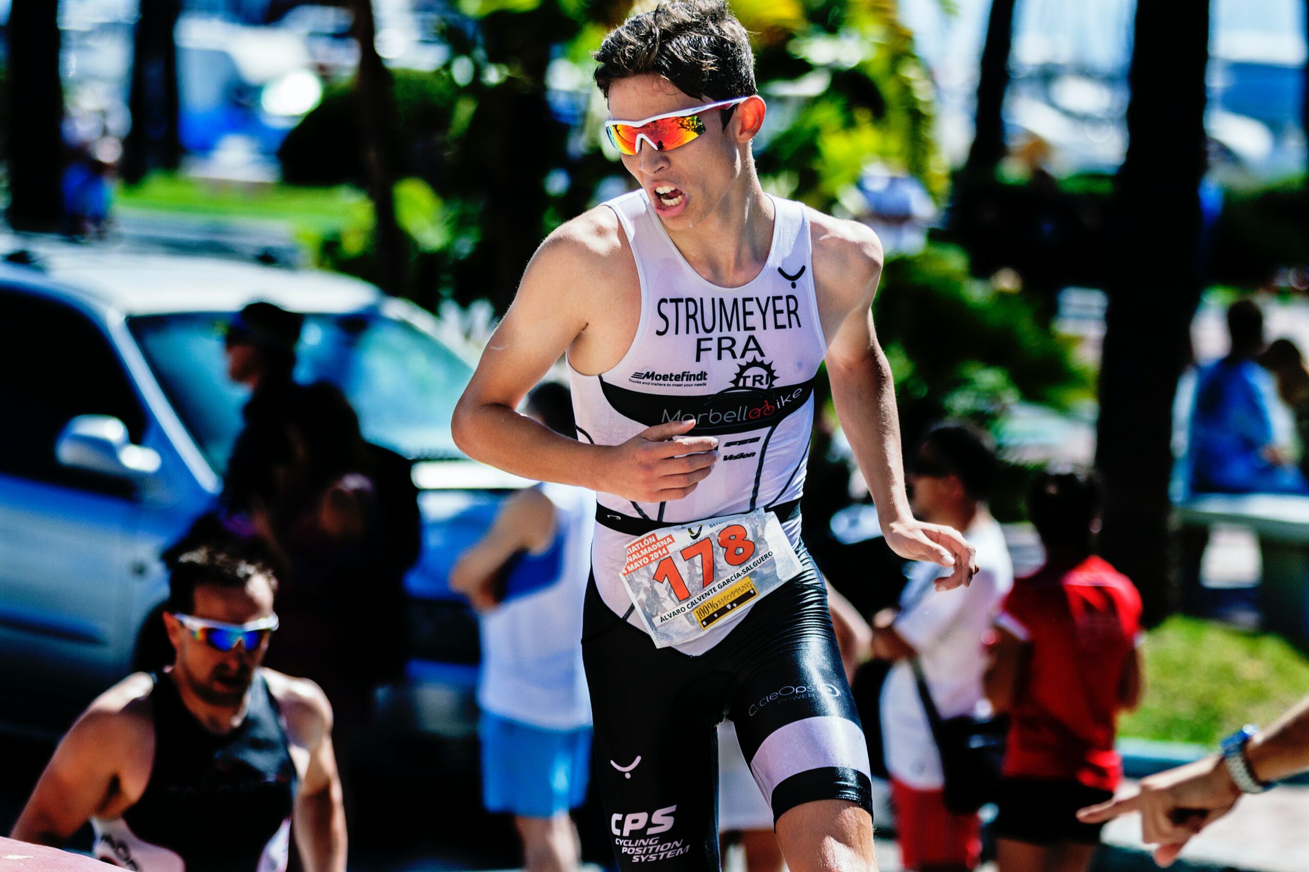 triathlete racing in the heat