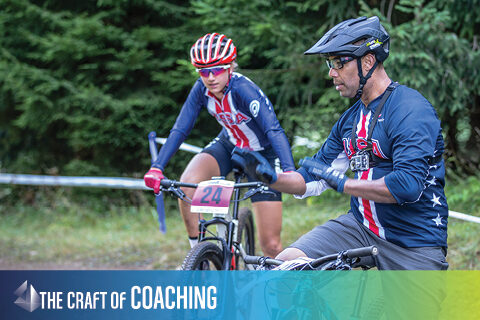 photo of USA Cycling coach and athlete at MTB world championships
