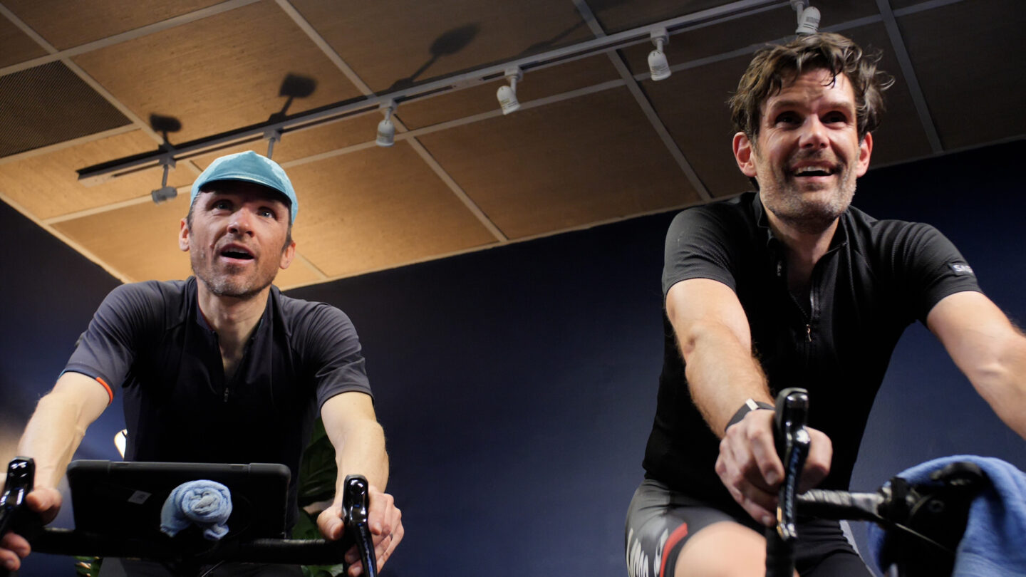 Chris Case and Trevor Connor indoor cycling.