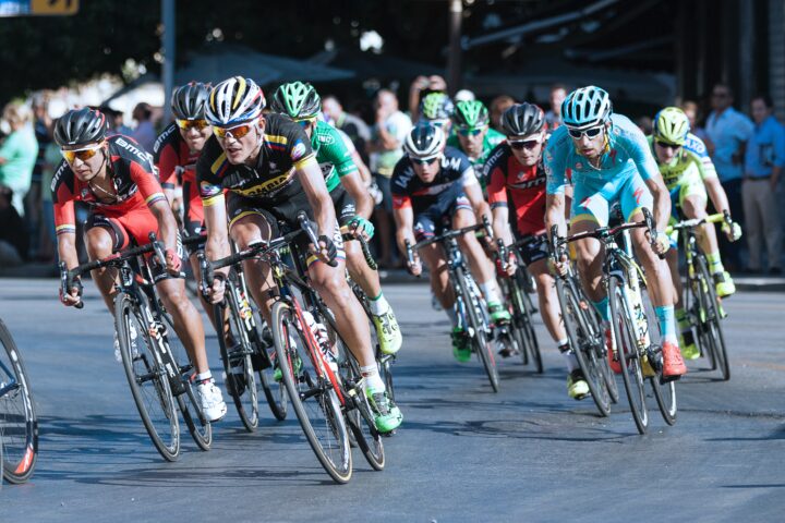 Professional Cyclists during a road cycling race