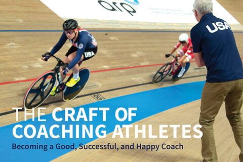 USA Cycling athlete and coach in velodrome