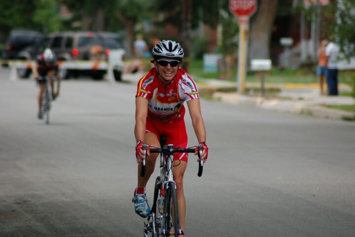 photo of cyclist in a race