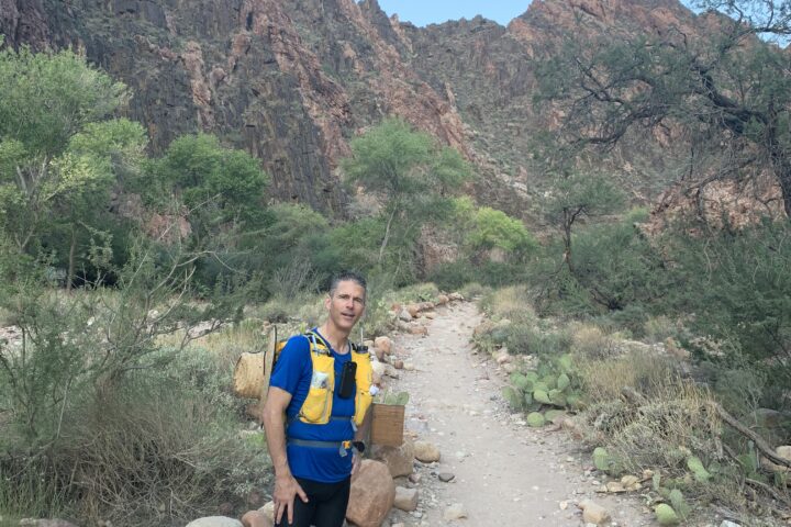 Coach Gordo Byrn on a trail in the Grand Canyon