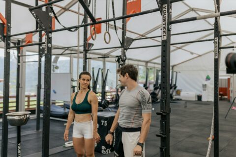 coach speaking to an athlete