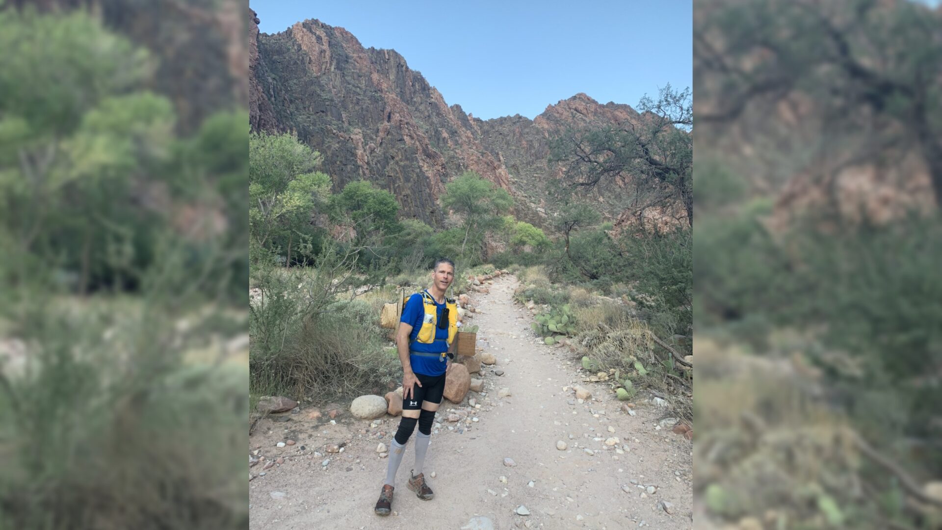 Coach Gordo Byrn on a trail in the Grand Canyon