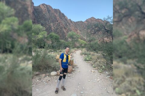 Coach Gordo Byrn on a trail in the Grand Canyon