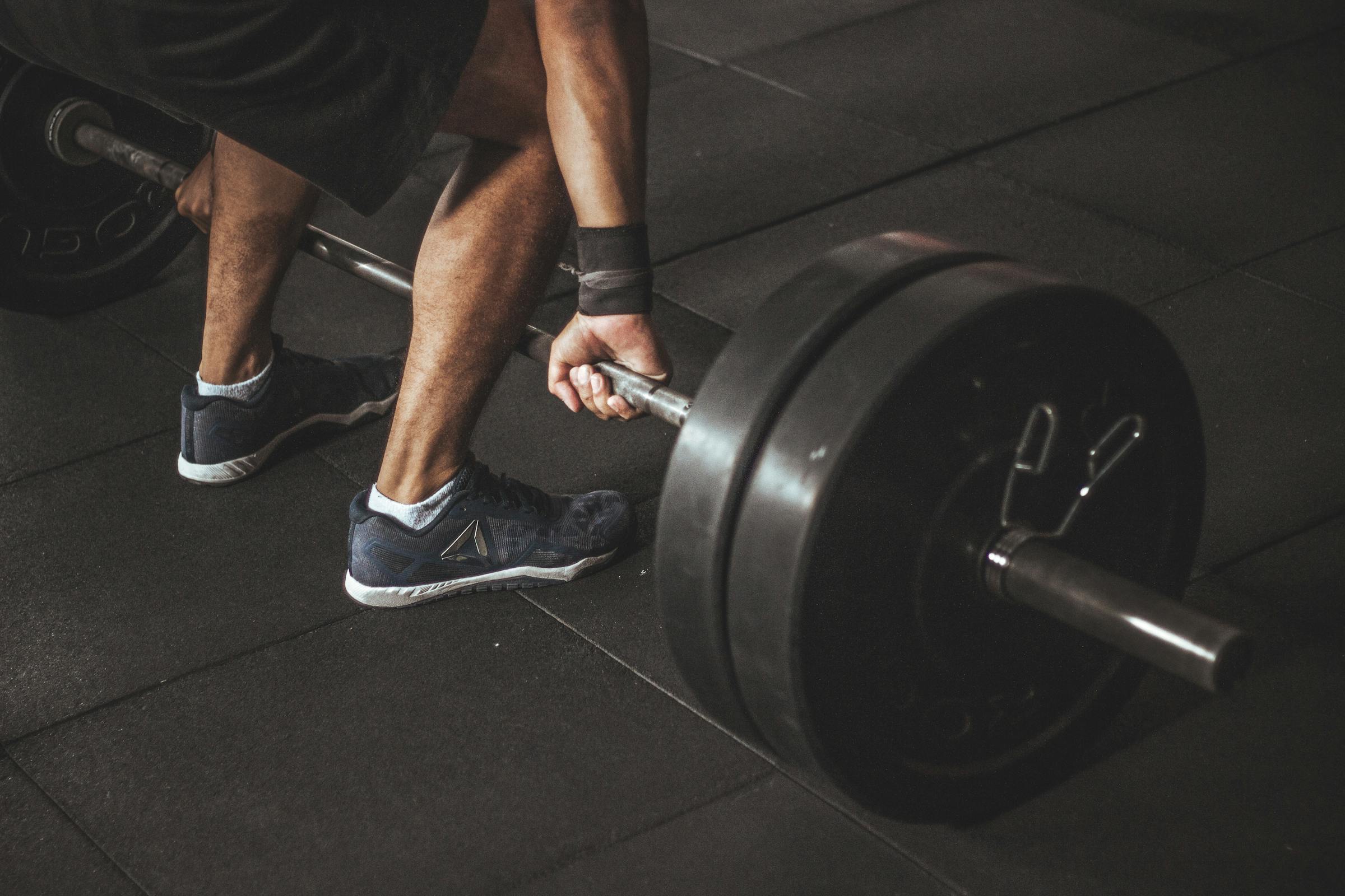 Male lifting weights
