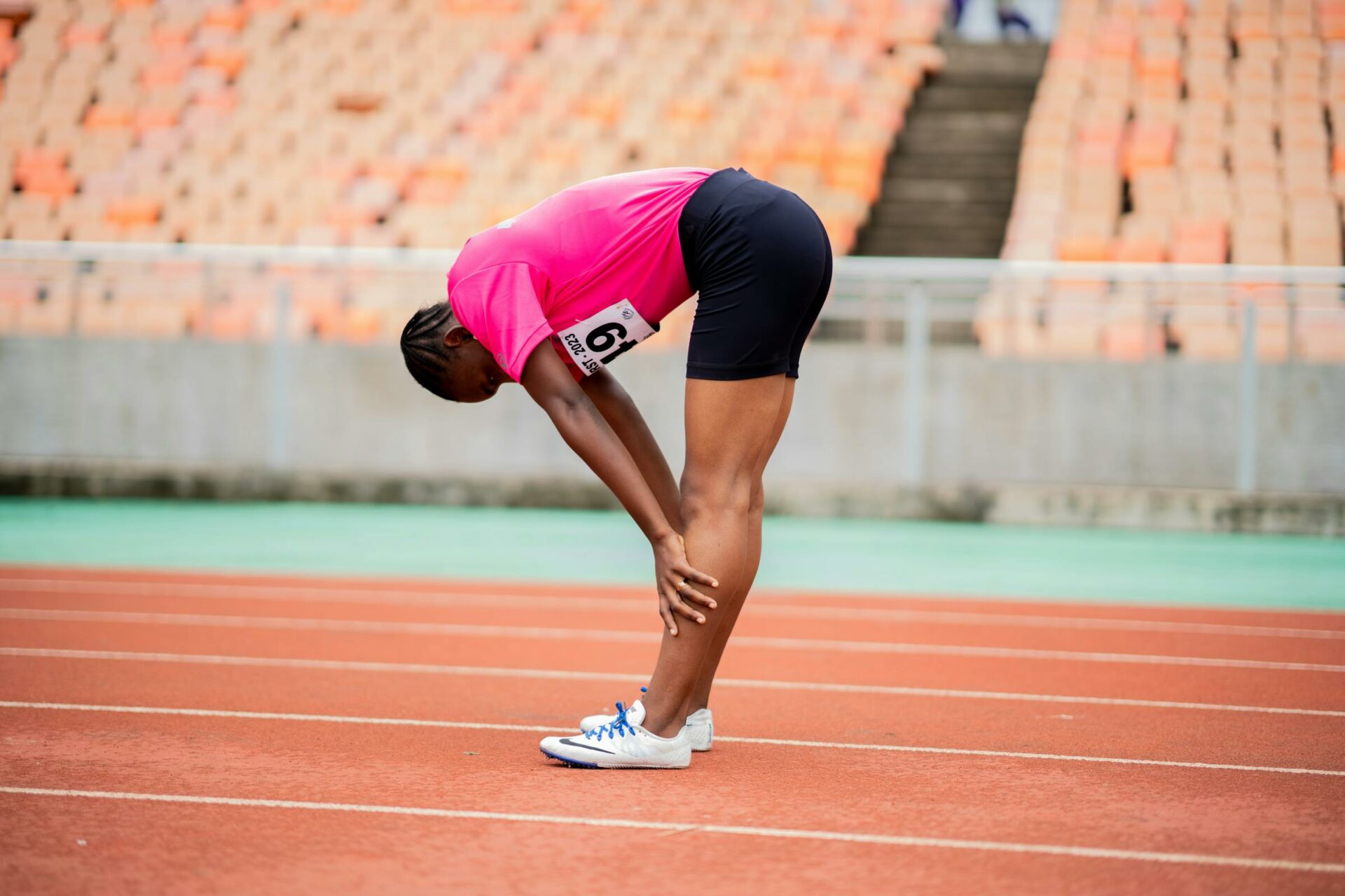 tired athlete taking a breath