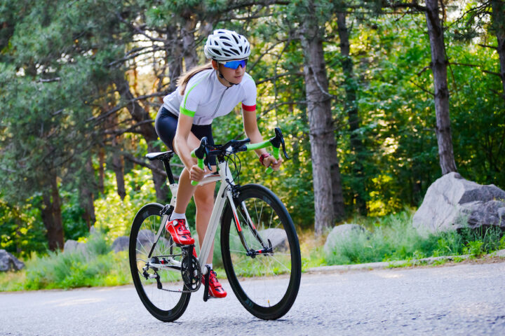 female cyclist on bike