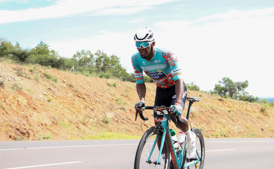 Cyclist climbing a hill