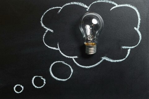 Lightbulb and chalkboard