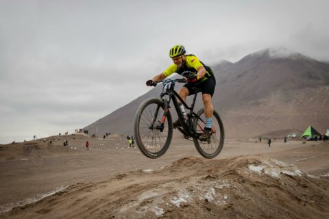 Man riding bike in the desert